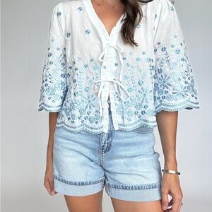 Floral Embroidered Women's Blouse